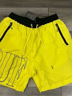 Urban Outfitters Neon Yellow Athletic Shorts with Black Waistband